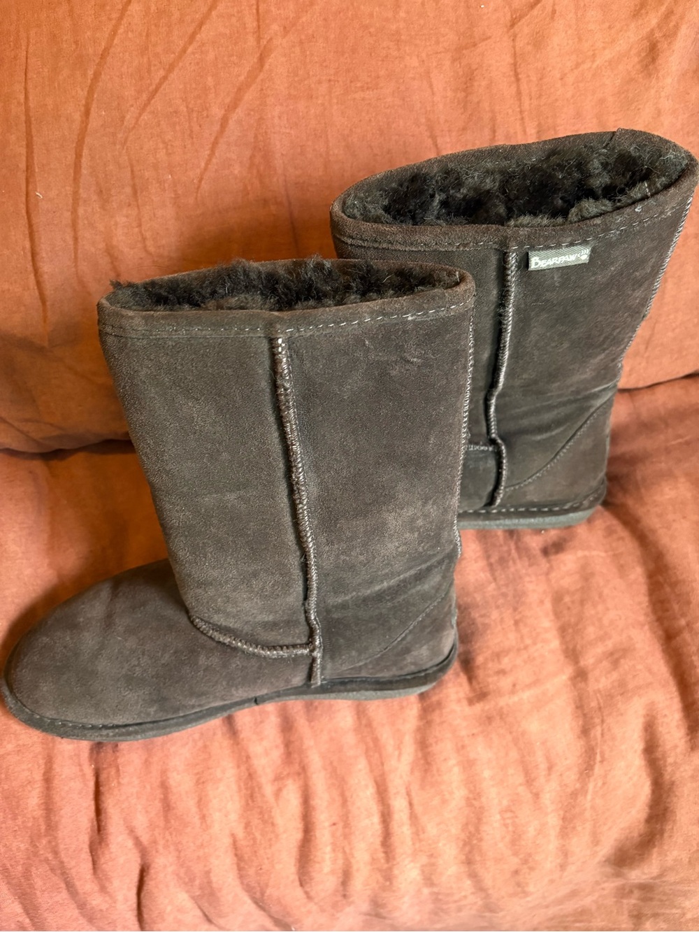BearPaw Women's Dark Brown Suede Sherpa-Lined Boots - Picture 3 of 6